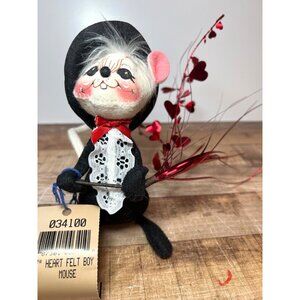 Annalee "Heart Felt Boy Mouse" Valentines Day Figure W/ Black Top Hat Red Bow